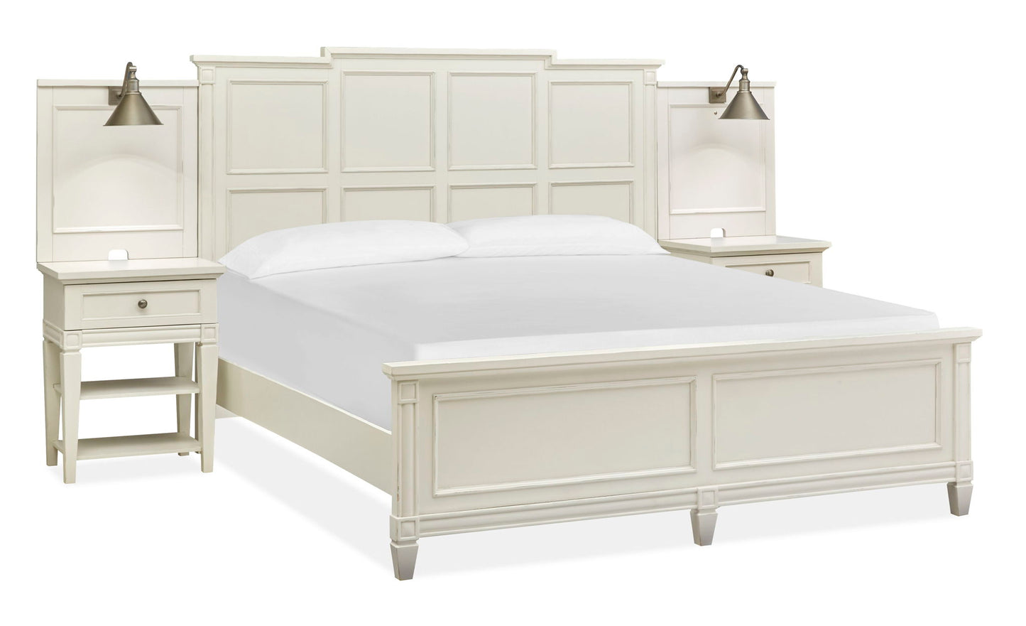 Willowbrook - Open Nightstand Hutch With Lamp - Egg Shell White With Slight Rub Through