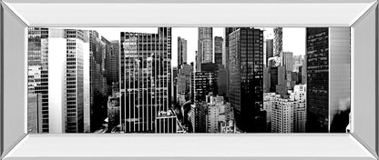 Panorama Of NYC VII By Jeff Pica - Mirror Framed Print Wall Art - Dark Gray