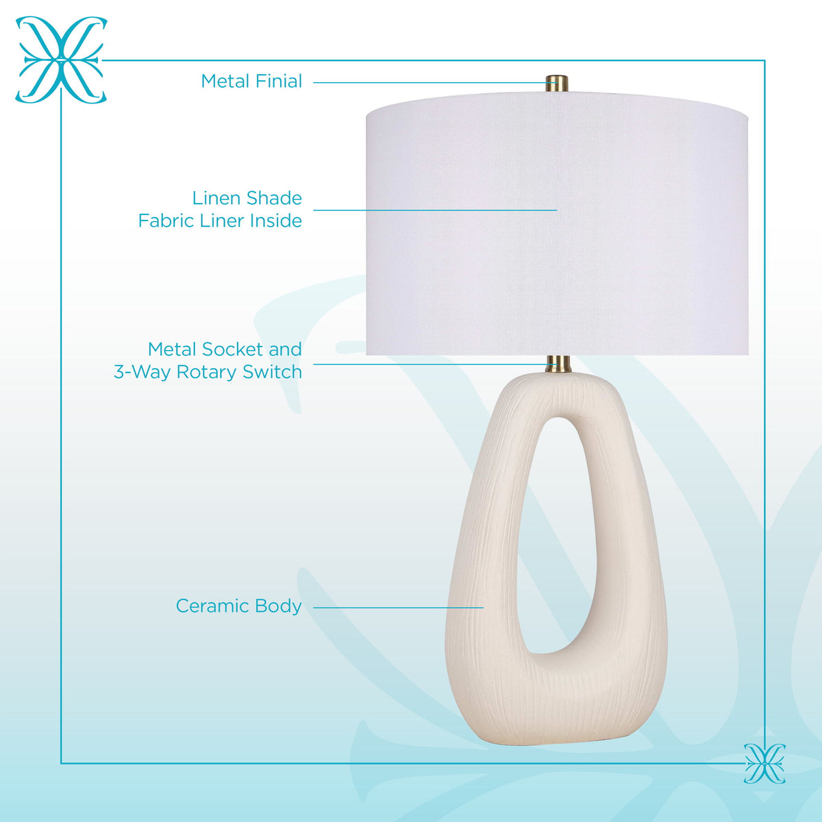 "Serenity Loop" Ceramic Table Lamp (Set of 2) - Textured White
