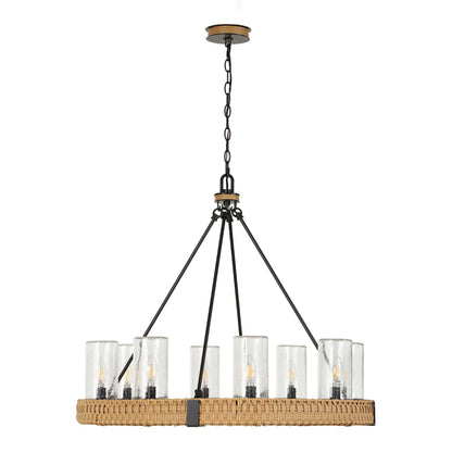 Palm Royal - 8 Light Indoor-Outdoor Chandelier - Black / Light Brown