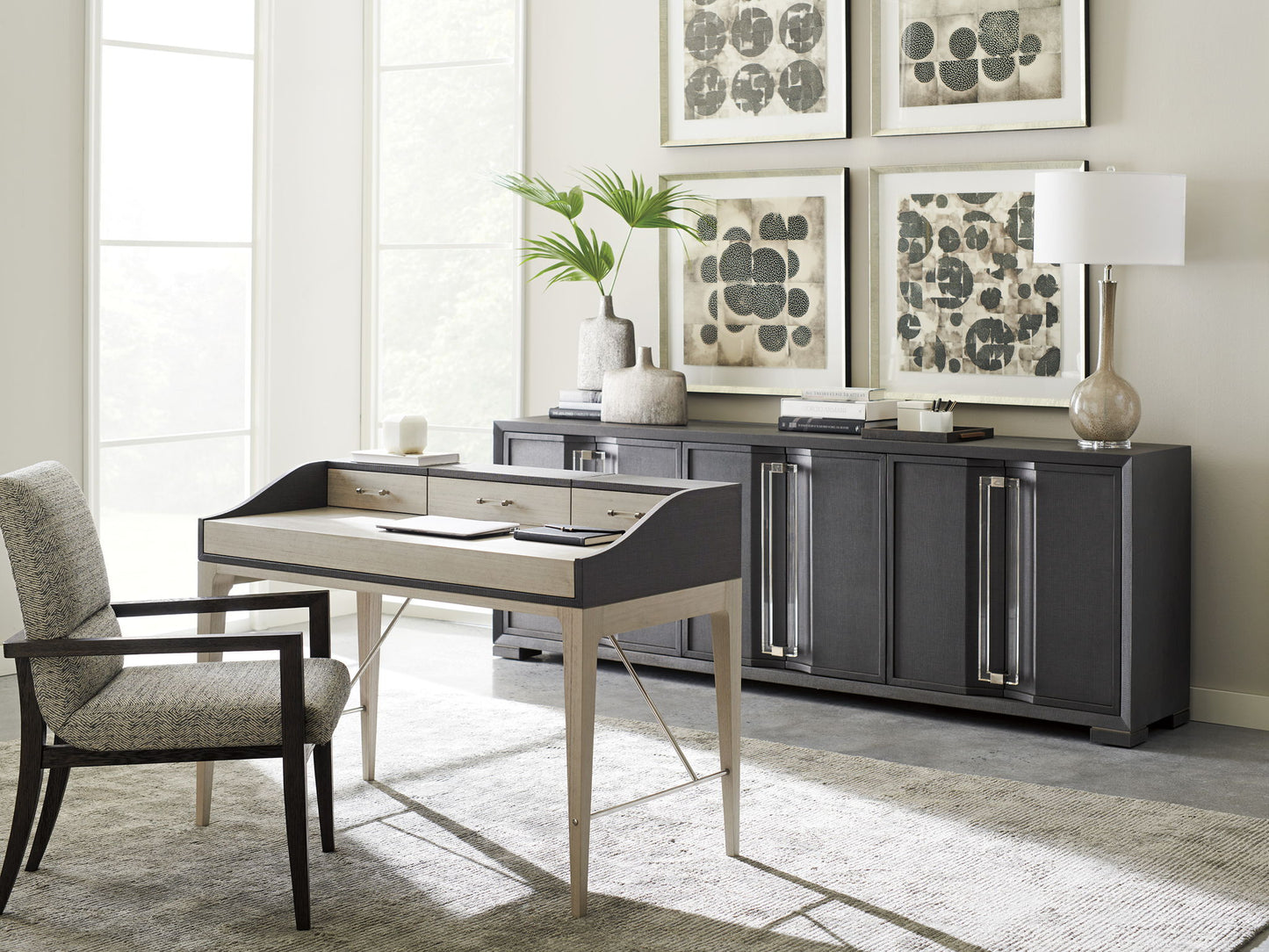 Studio Designs - Anthology Linen Writing Desk - Dark Gray / White