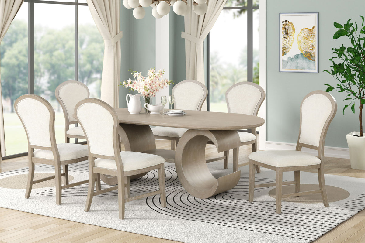Gwendolyn - Round Dining Table Base - Cerused Taupe