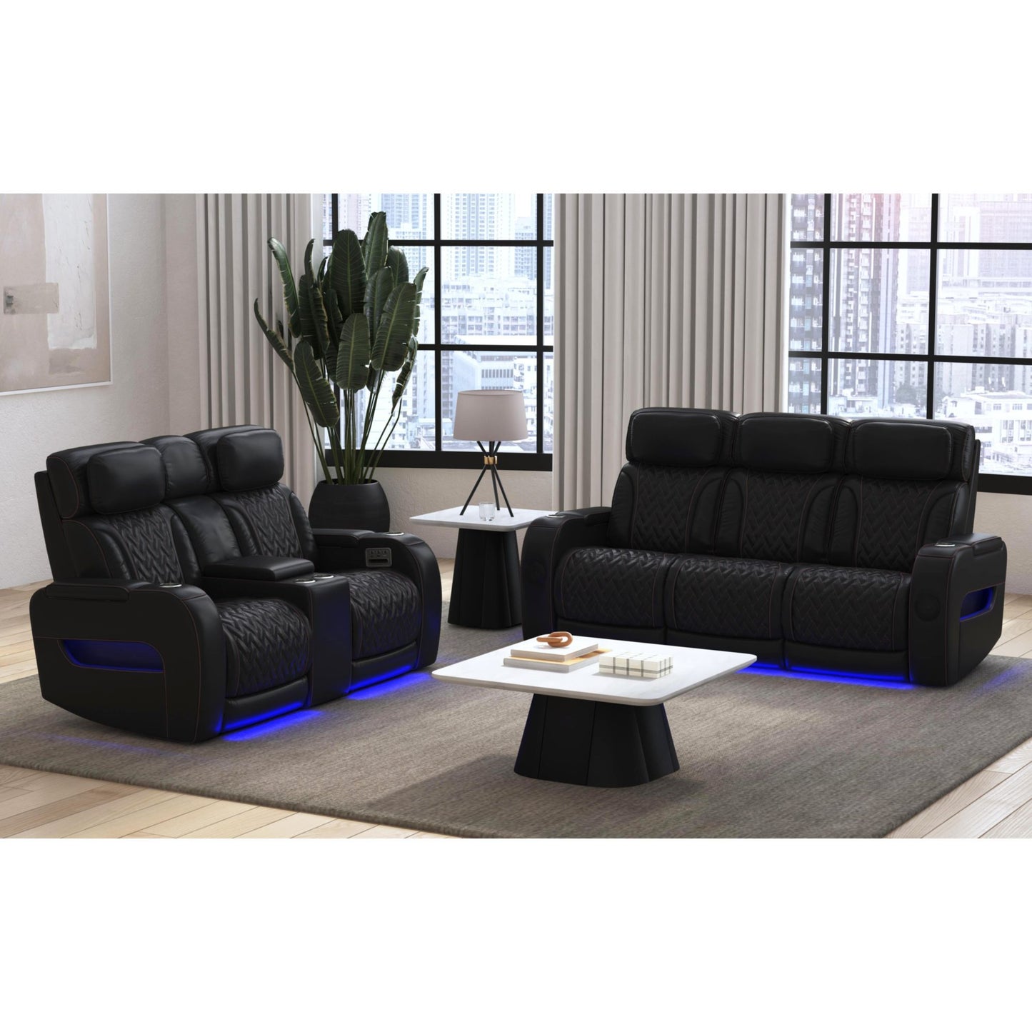 Prime Time - P3 Sofa With I Table, Reading Light, Heat, Massage, LED, And Speaker