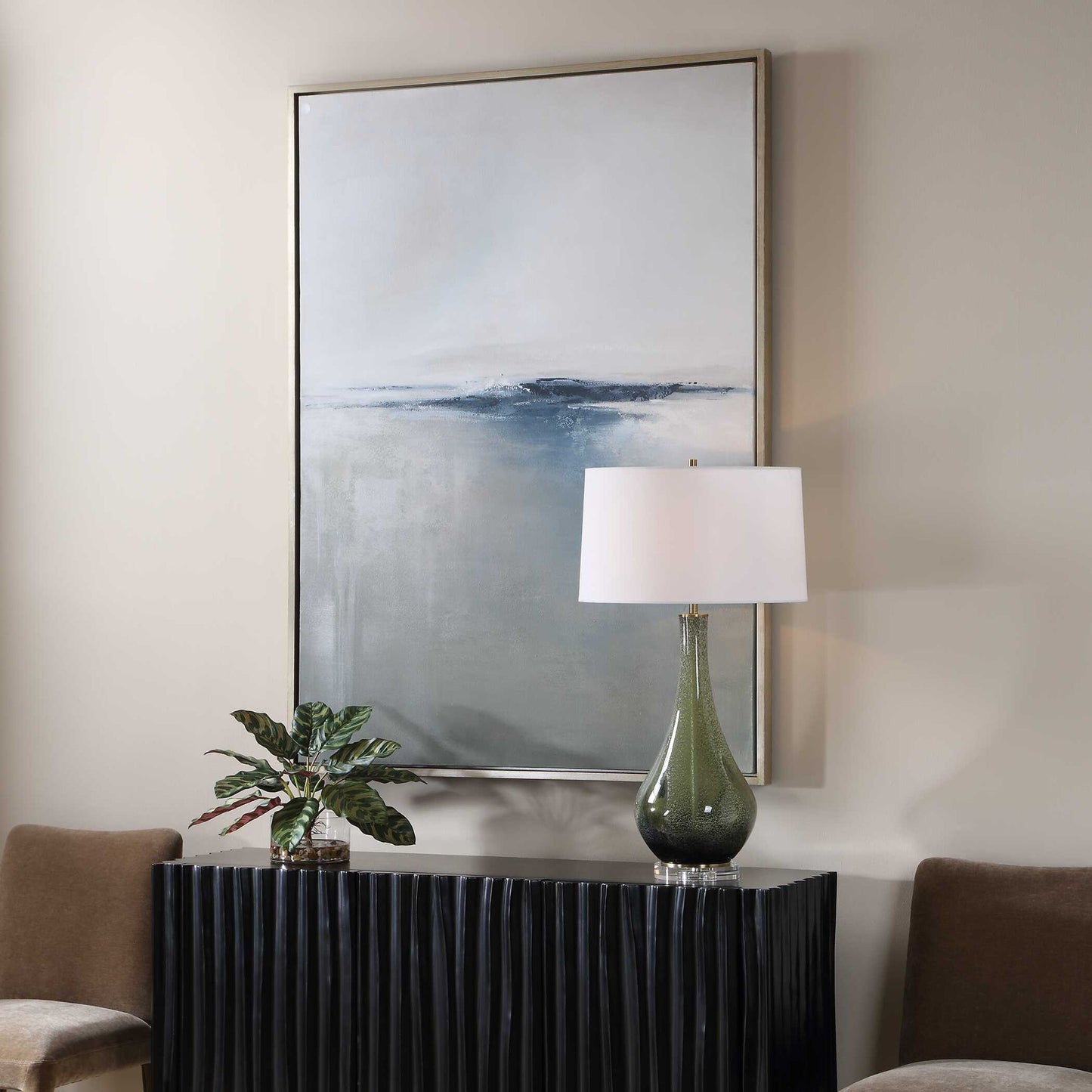 Above The Waterline - Abstract Painting - Blue / Gray / White