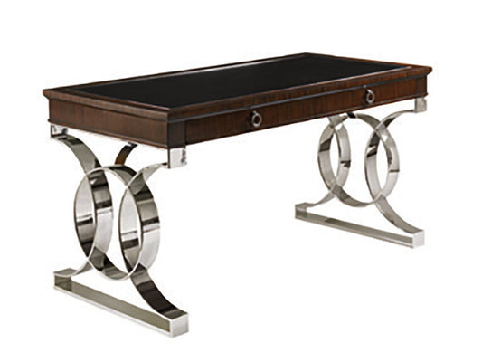 Studio Designs - Rosewood Writing Desk - Dark Brown / Pearl Silver