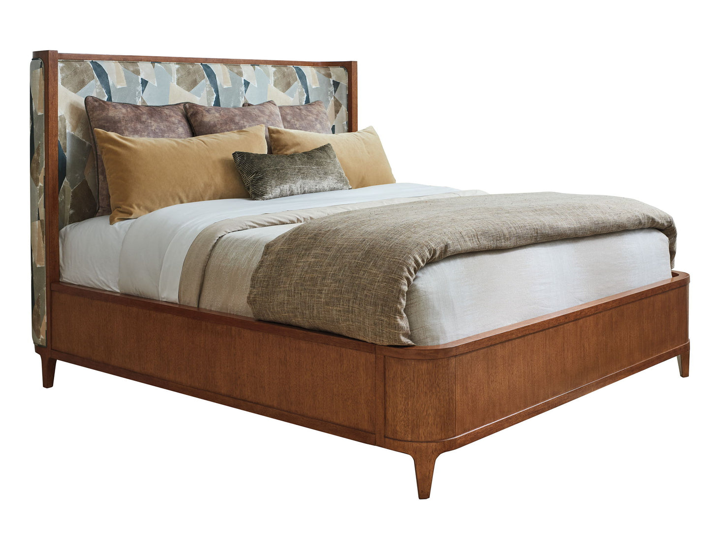 Palm Desert - Villa Park Custom Upholstered Headboard Queen - Dark Brown / Gray