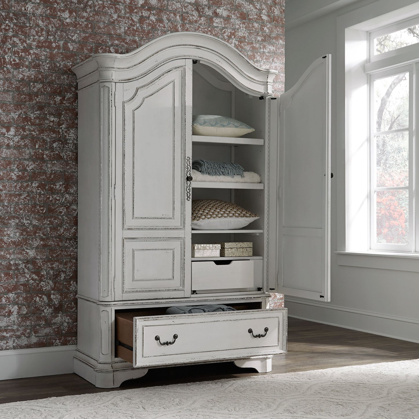 Magnolia Manor - Armoire Base - Antique White