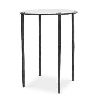 Wren - Round Marble Accent Table - Bronze / White