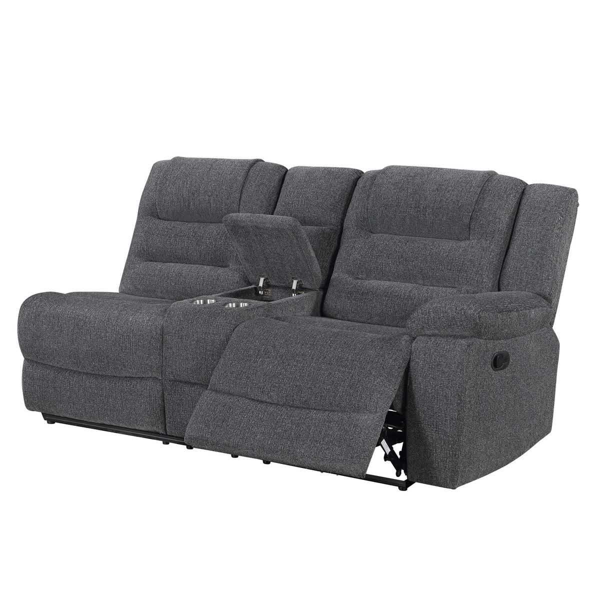 Redondo - RAF Console Loveseat With 1 Recliner - Dark Gray