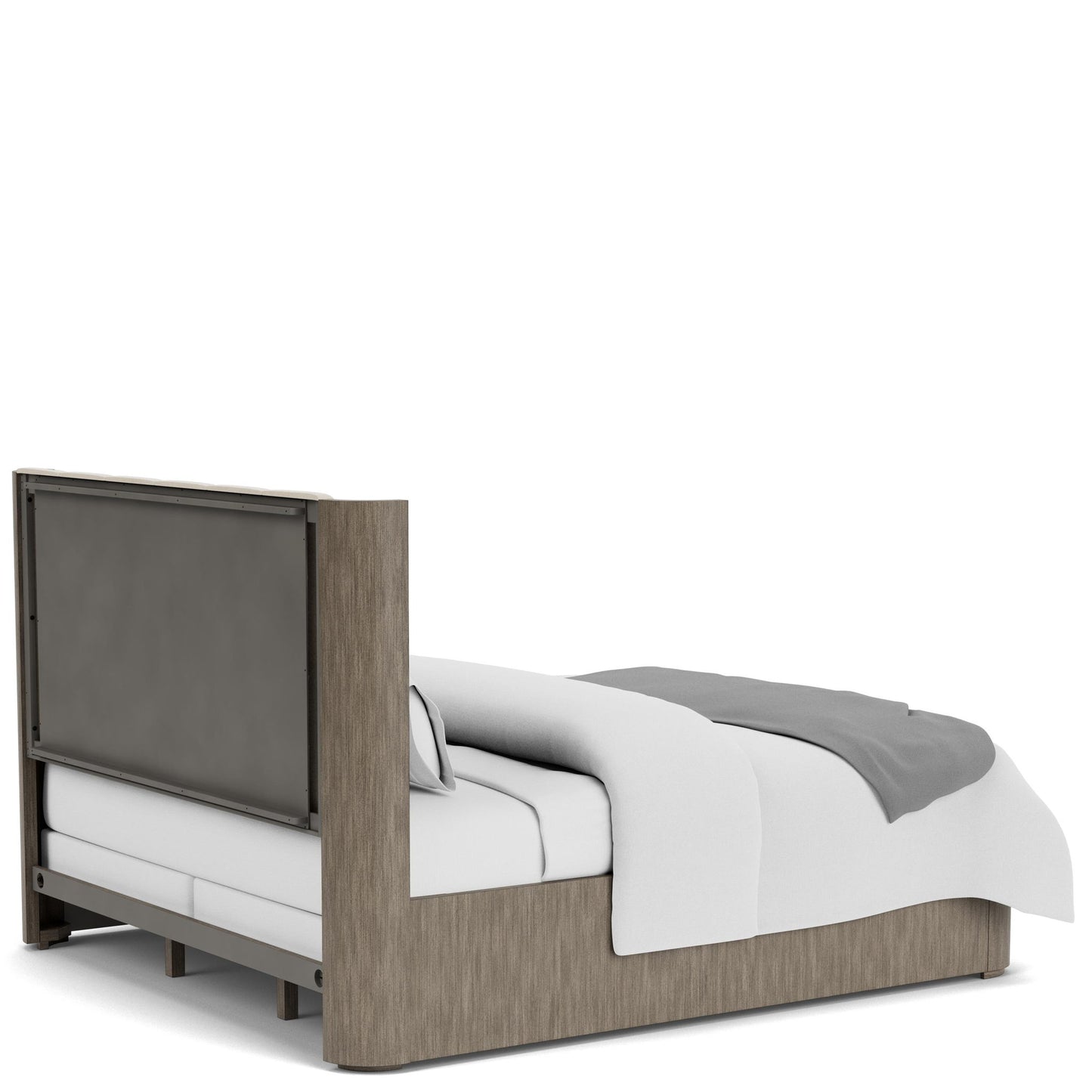 Sariel - Queen Upholstered Shelter Headboard - Dark Brown