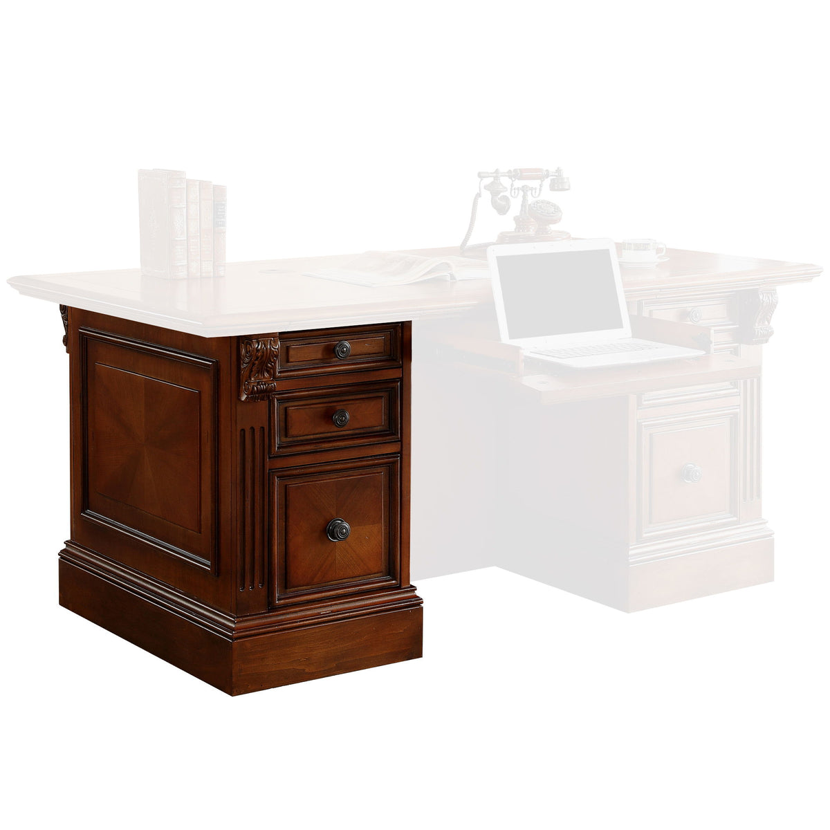 Huntington - Executive Left Desk Pedestal - Antique Vintage Pecan