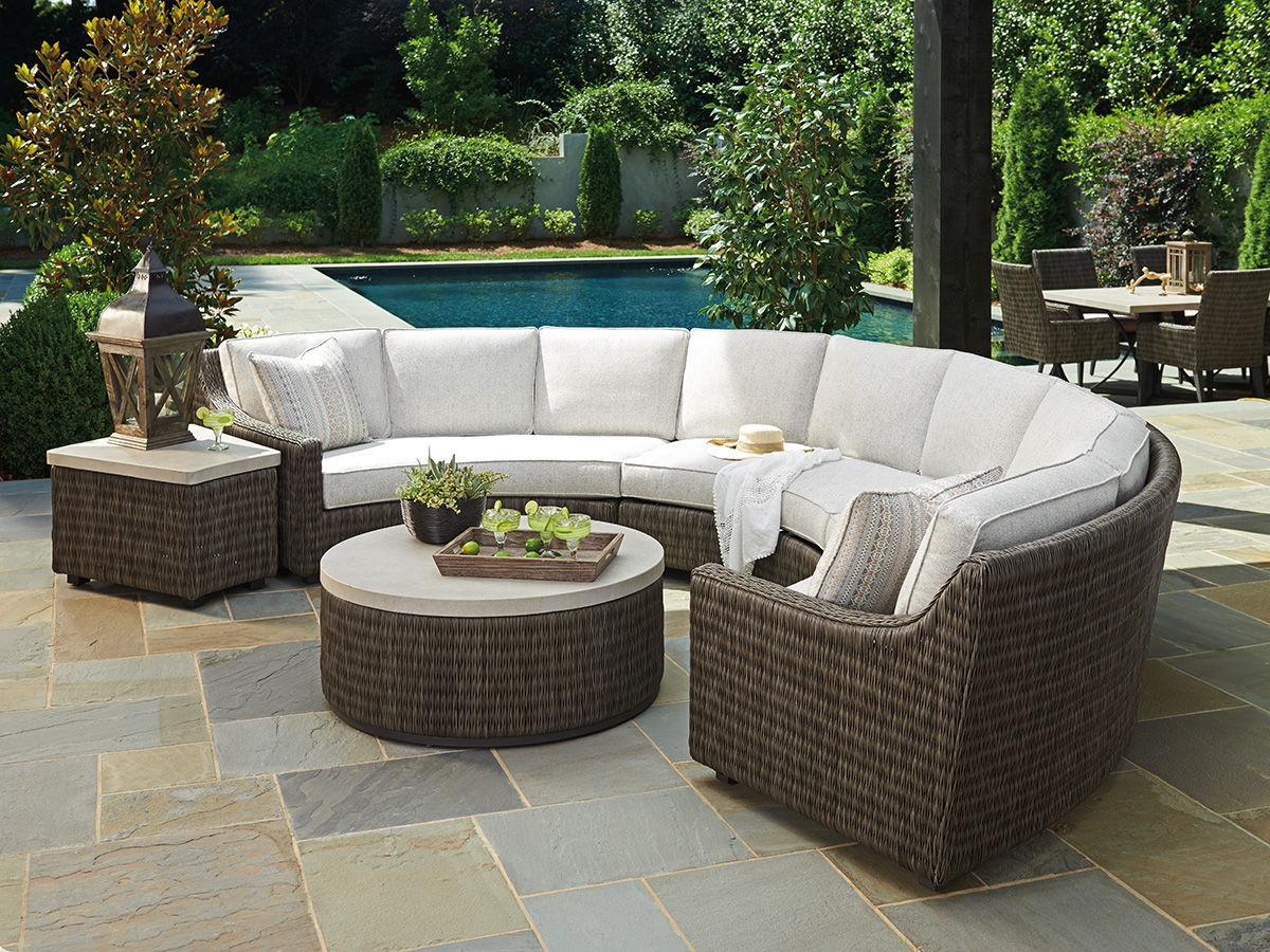 Cypress Point Ocean Terrace - Curved Sectional LAF Sofa - Dark Gray / Gray
