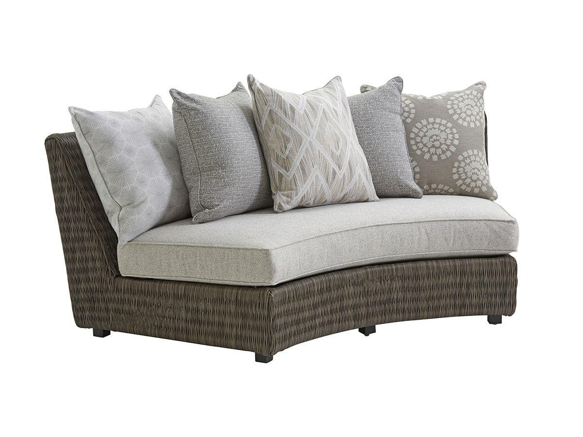 Cypress Point Ocean Terrace - Curved Sectional Armless Sofa - Dark Gray / Beige