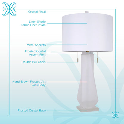 Faceted Frost Art Glass & Frosted Crystal Table Lamp (Set of 2) - Frosted Art Glass / Frosted Crystal
