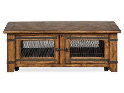 Chesterfield - Top Storage Cocktail Table With Casters - Farmhouse Timber