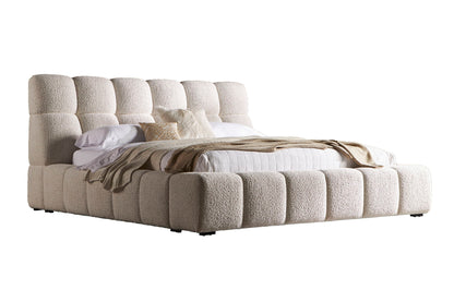 Escape - Queen Upholstered Footboard And Slats - Fluffy River Rock