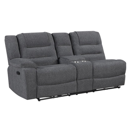 Redondo - LAF Console Loveseat With 2 Recliners - Dark Gray