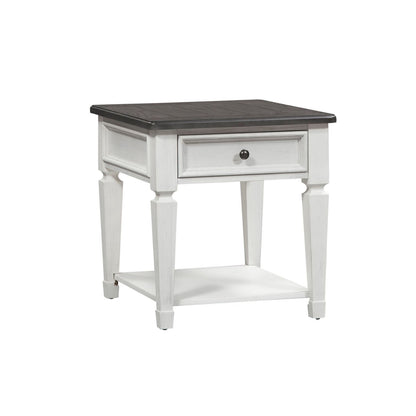 Allyson Park - 3 Piece Table Set - Wirebrushed White / Charcoal