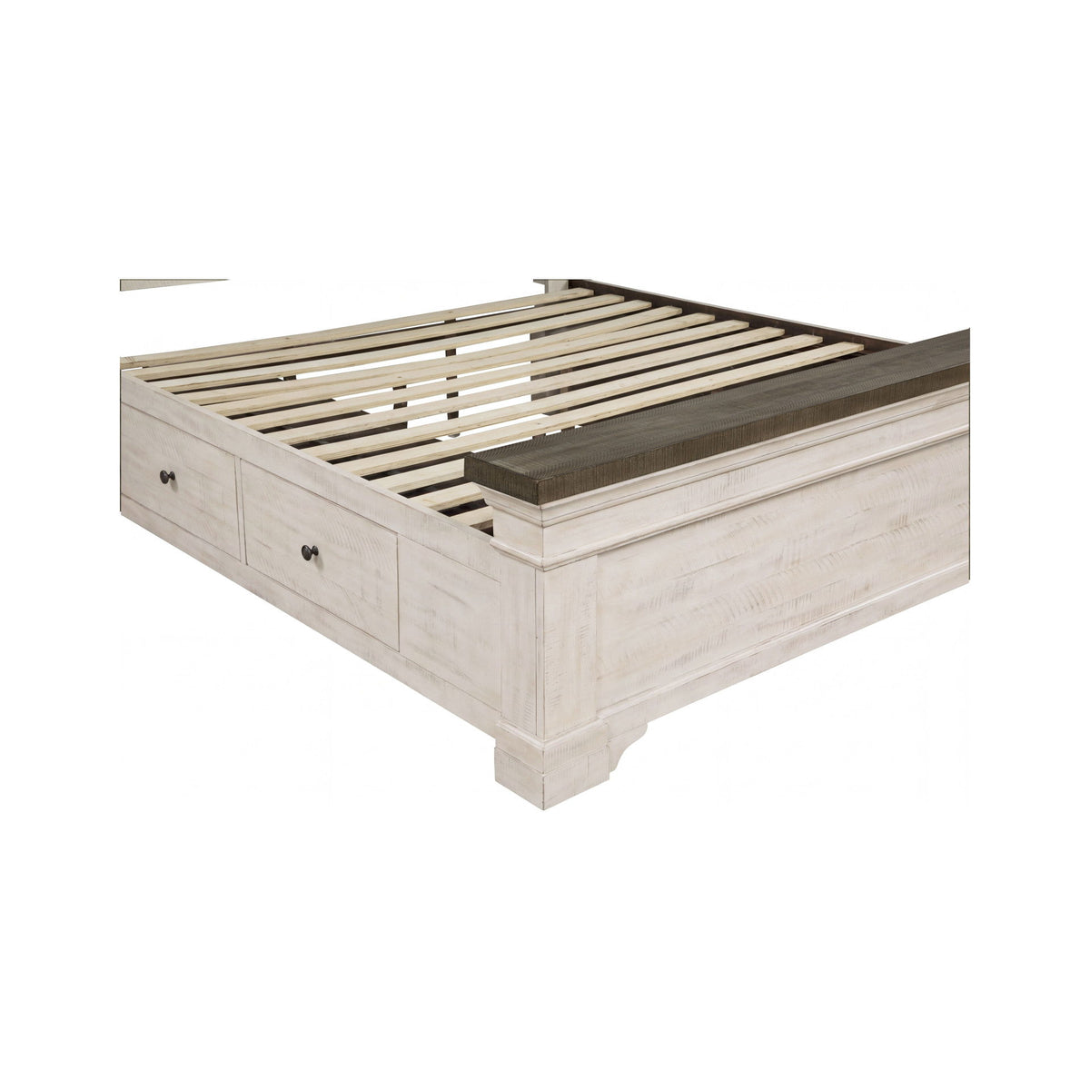 Augusta - 6/6-6/0 King/California King Footboard & Roll Out Slats - Rustic White