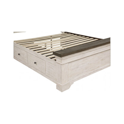 Augusta - 5/0-6/6 Queen/King Storage Side Rails - Rustic White