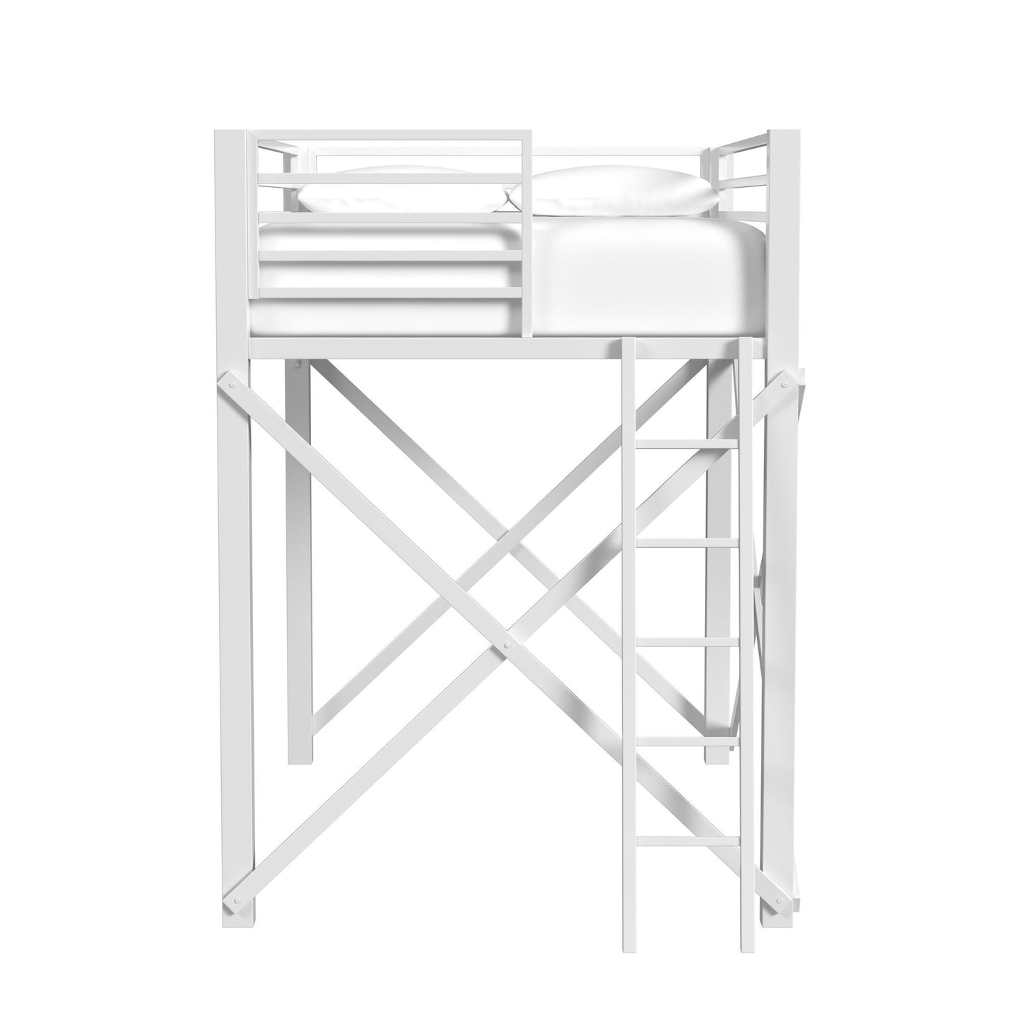 Talia - Full Loft Bed Posts, Ladder, Short Rails, Short X Bar And Hardware - White