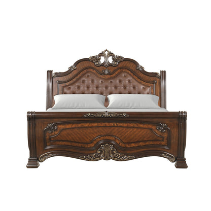Bella Notte - 5''0" Queen Sleigh Footboard & Slats - Mahogany Brown