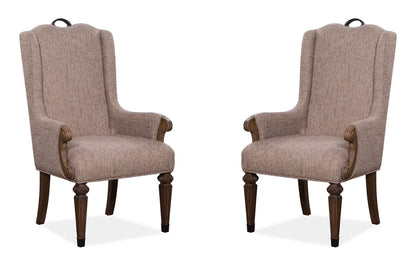 Durango - Wood Upholstered Host Arm Chair (Set of 2) - Willadeene Brown