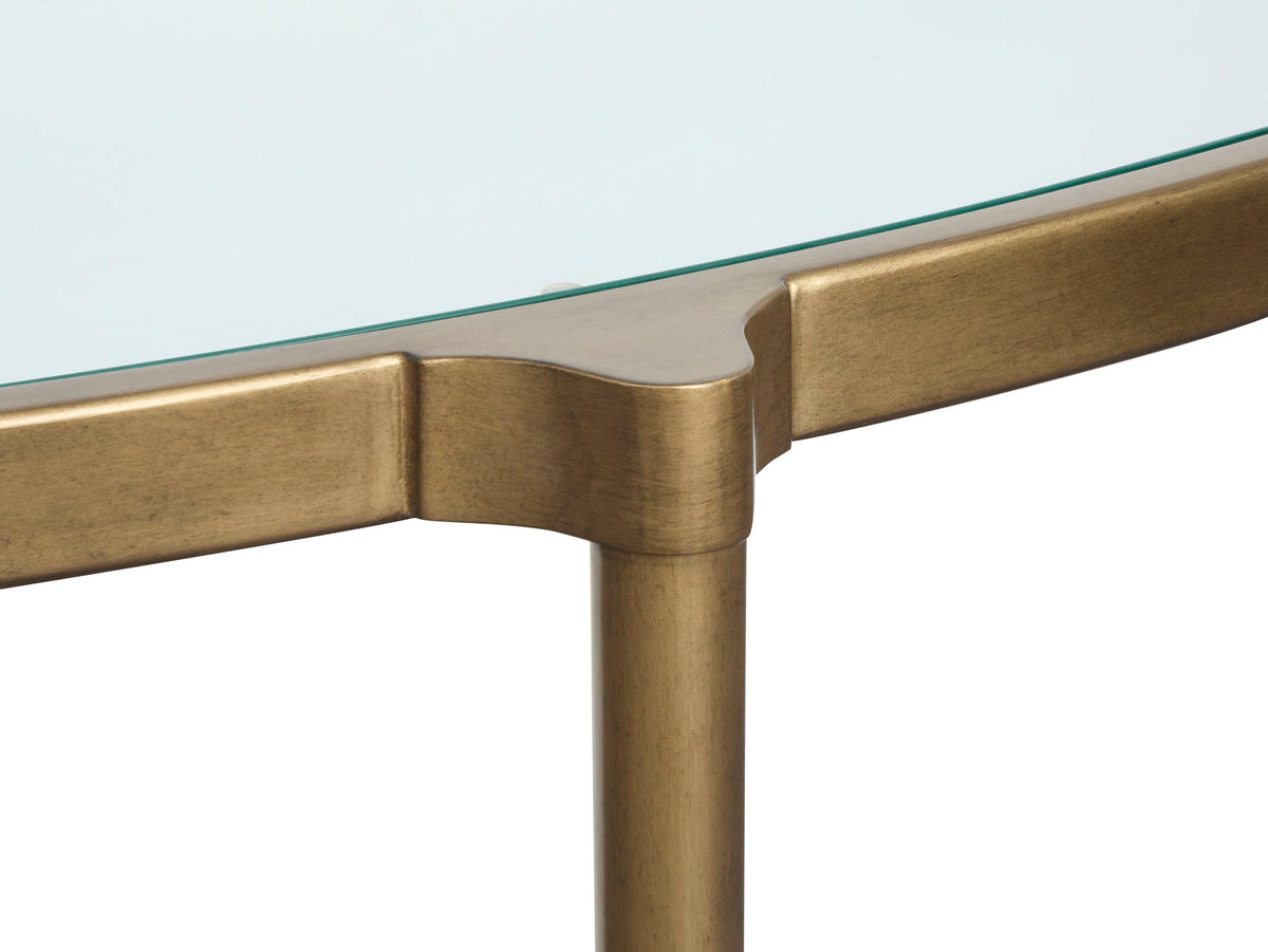 Cassidy - Demilune Sofa Table - Aged Brass And Volakas Classic
