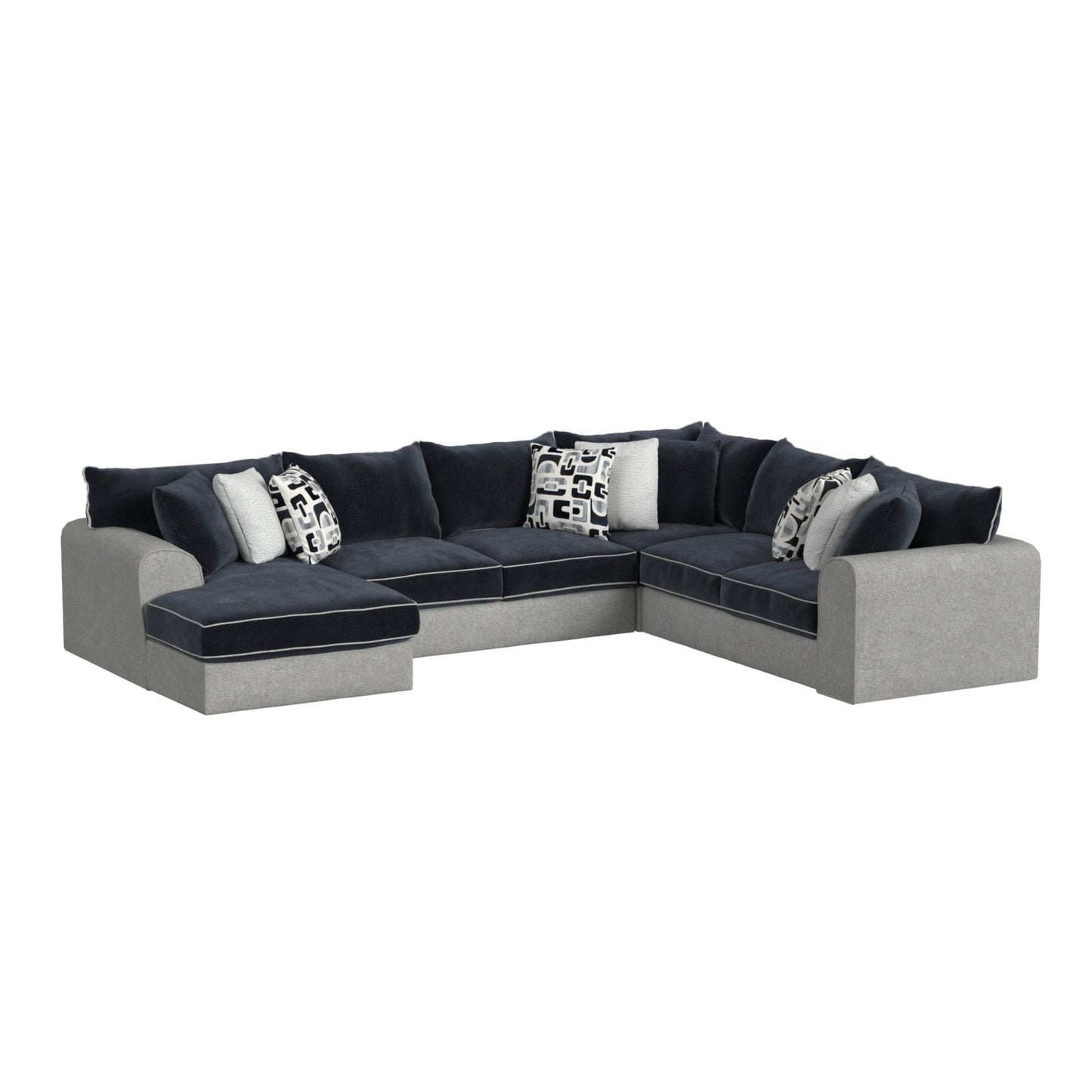 Klein - LHF Armless Return Sofa With 3 Pillows - Bentley Ash / Zaftig Ebony