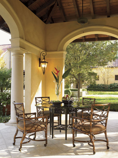 Royal Kahala - Sugar And Lace Dining Table With 60" Glass Top - Dark Brown