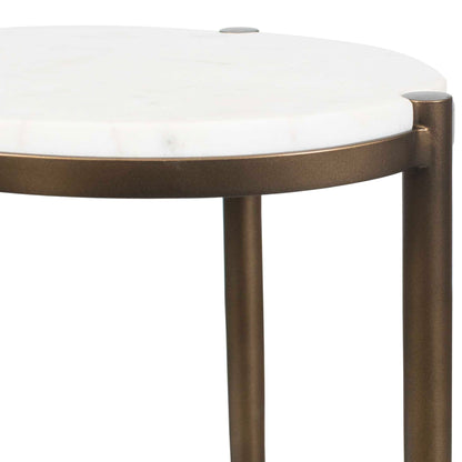 Mercier - Round Marble Accent Table - Brass / White