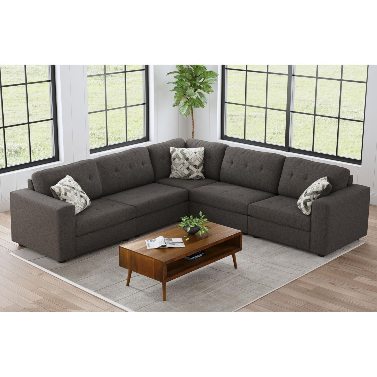 Options One - Corner With 1 Pillow - Palmer Plus Ash