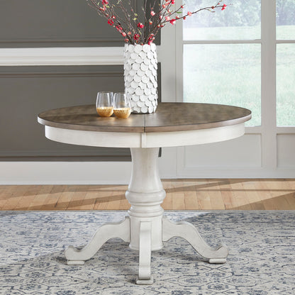 Ocean Isle - Single Pedestal Table Top - Antique White / Dark Brown