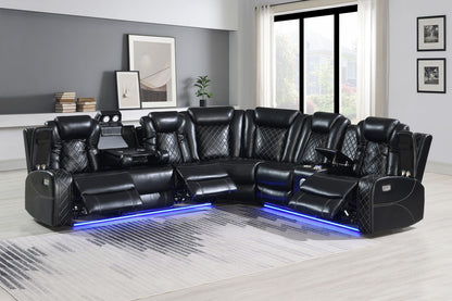 Orion II - LAF Sofa With Dual Recliner - Black