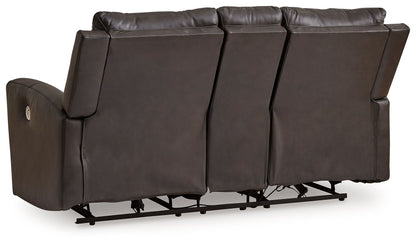 Boxmere - Dbl Power Reclining Loveseat with Console - Storm