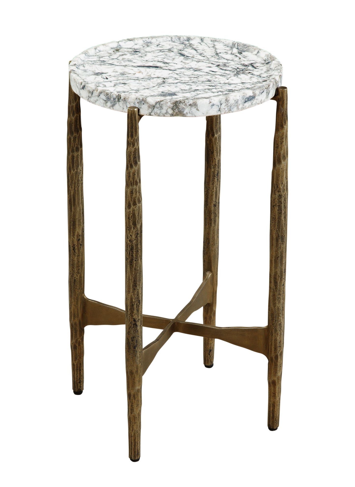 Soren - Accent Table - White / Gray / Brass