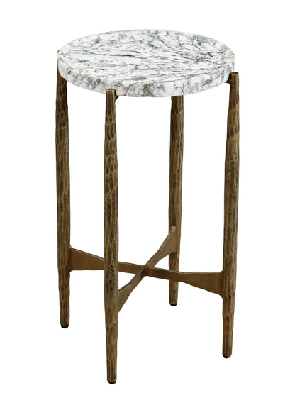 Soren - Accent Table - White / Gray / Brass