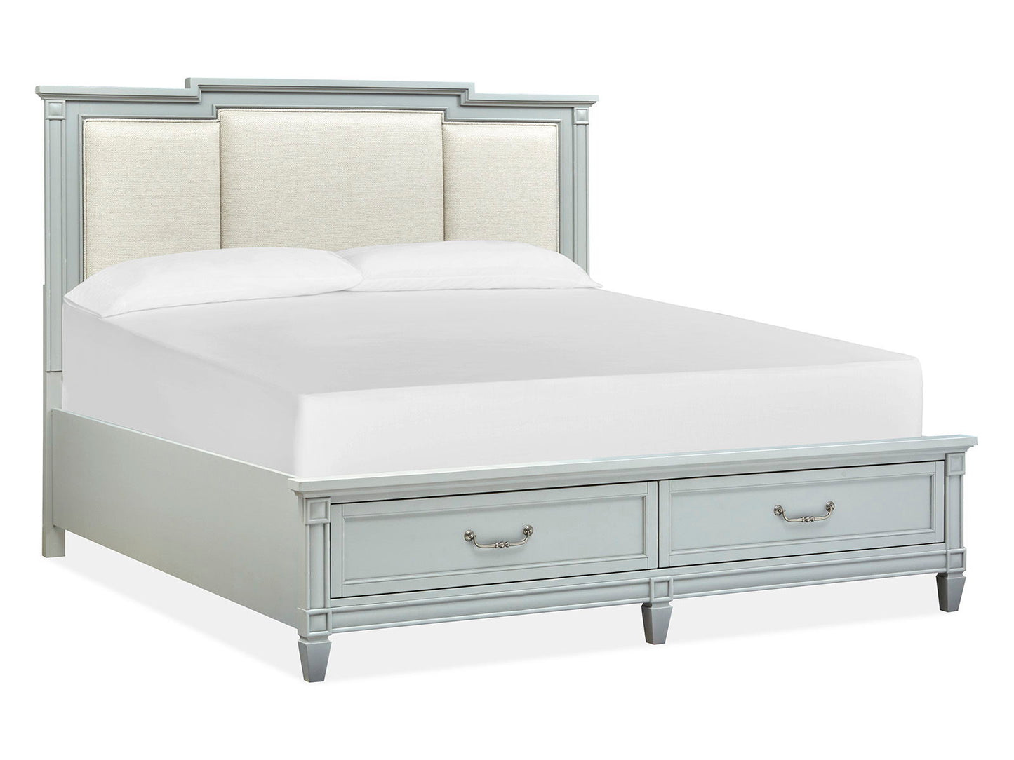 Glenbrook - King Panel Bed Upholstered Headboard - Pebble