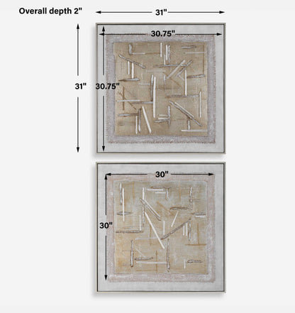 Unpredictable Hand - Painted Canvases (Set of 2) - Gray