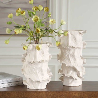 Ripple Crest - Vases (Set of 2) - White