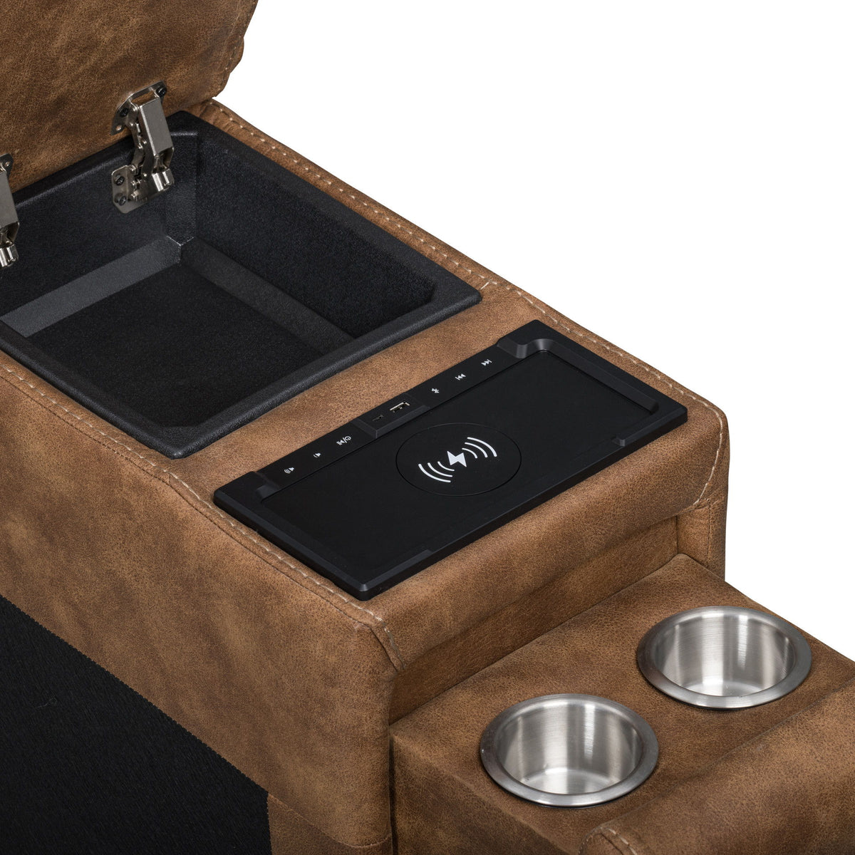 Kyra - Storage Console With Speakers - Saddle