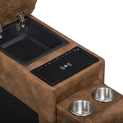 Kyra - Storage Console With Speakers - Saddle