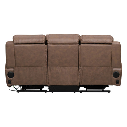 Carrow - Sofa With Power Headrest & Footrest, Stereo, Massage - Brown