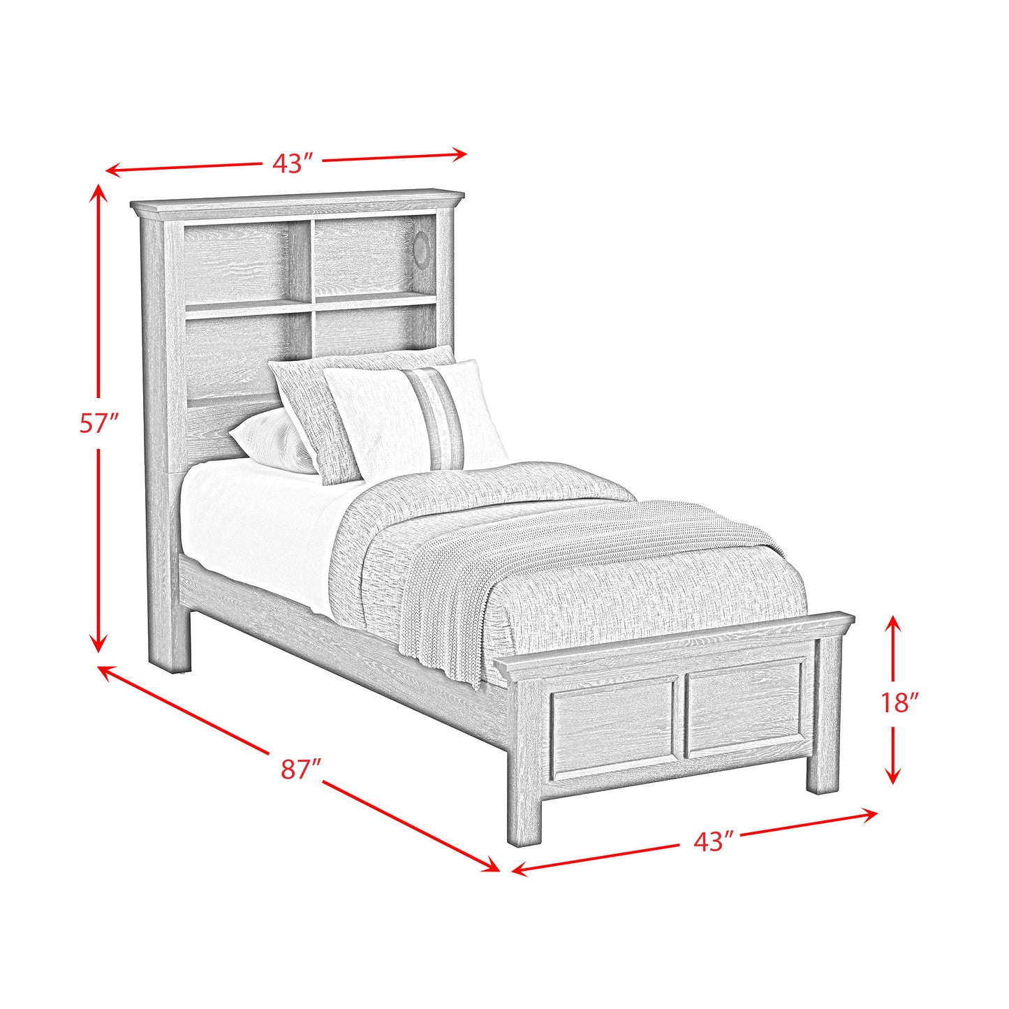 Hampton Kids - Bookcase Bedroom Set