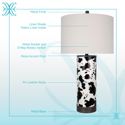 Painted Plains PU Leather & Metal Table Lamp (Set of 2) - Cowhide / Oil Rubbed Bronze