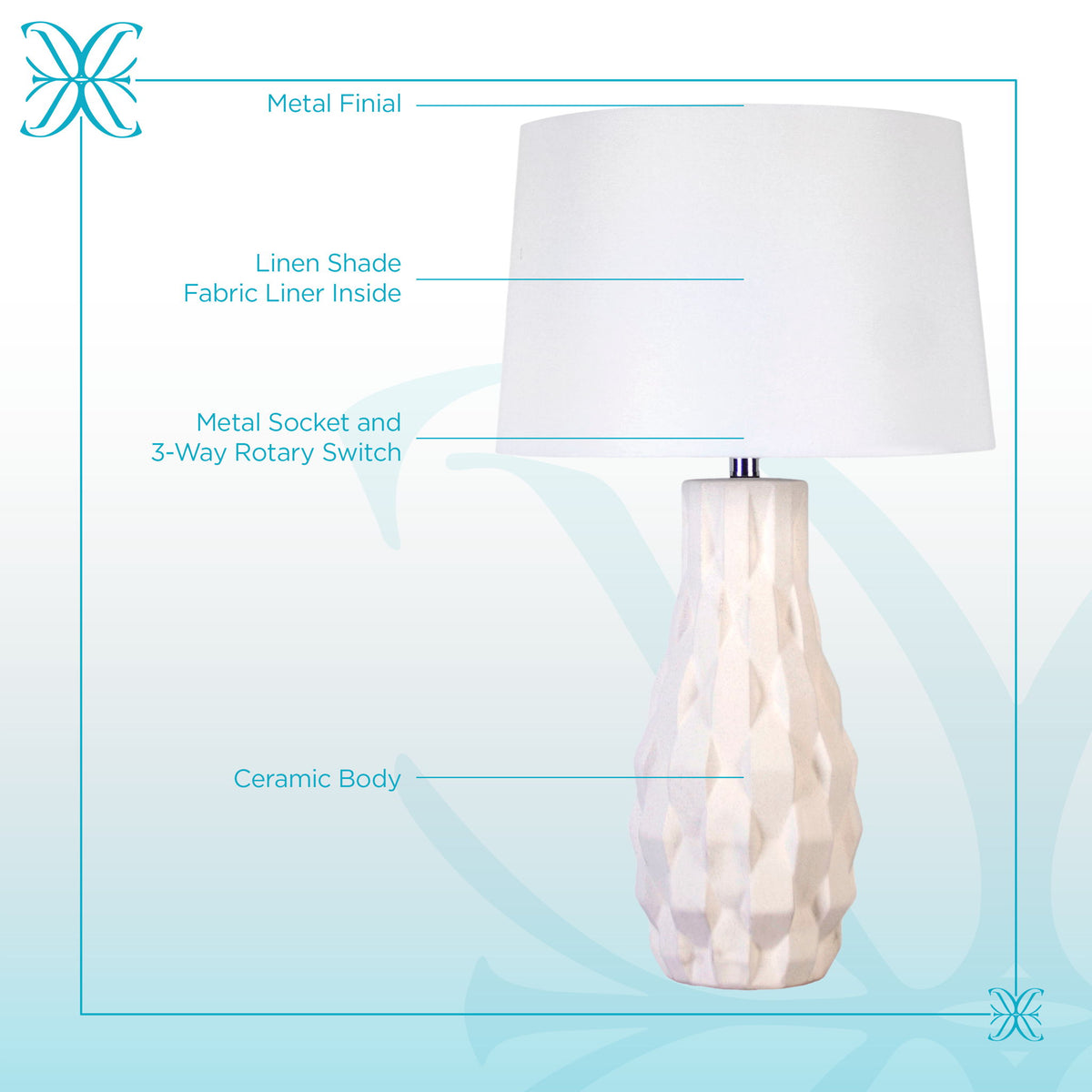 "Sculpted Elegance" Ceramic Table Lamp (Set of 2) - White Sand