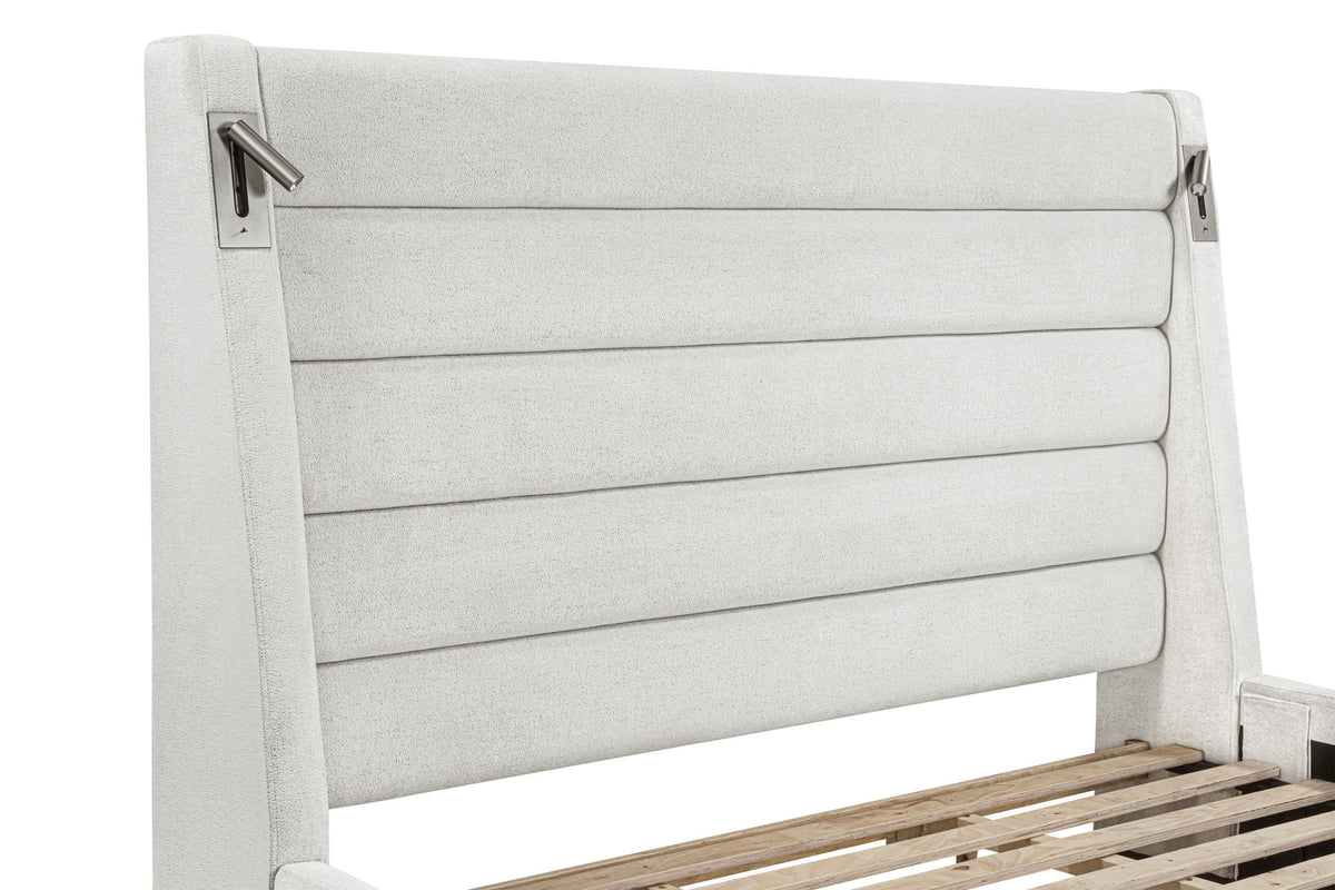 Giorgio - King Headboard 6/6 With Speakers And Lights - Dreamy Linen