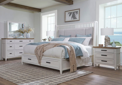 Americana Modern Bedroom - Queen Shelter Footboard With Drawers Slats And Legs - Cotton