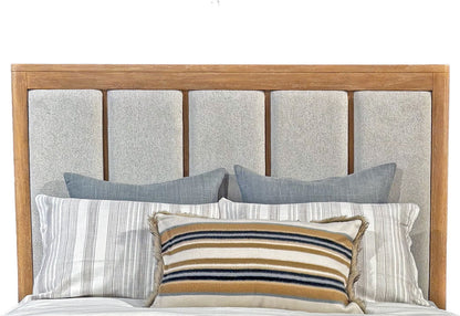 Escape - Bedroom Queen Upholstered Headboard - Glazed Natural Oak