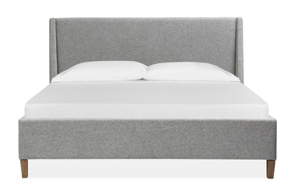 Lindon - Queen Island Bed Gray Upholstered Headboard - Belgian Wheat